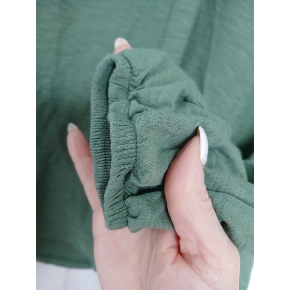 Nation LTD Shirt Womens M Green Pima Cotton Long Sleeve V neck - Picture 4 of 9